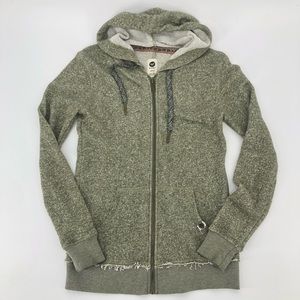 🎈 Roxy Light Green Knit Hoodie with Raw Edge Hem